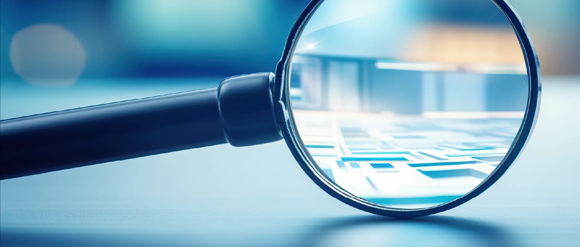 Magnifying glass over business analysis documents